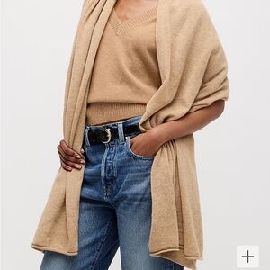 J.Crew oversized cashmere wrap hthr camel